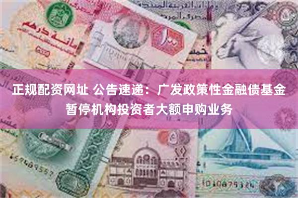 正规配资网址 公告速递：广发政策性金融债基金暂停机构投资者大额申购业务