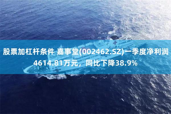 股票加杠杆条件 嘉事堂(002462.SZ)一季度净利润4614.81万元，同比下降38.9%