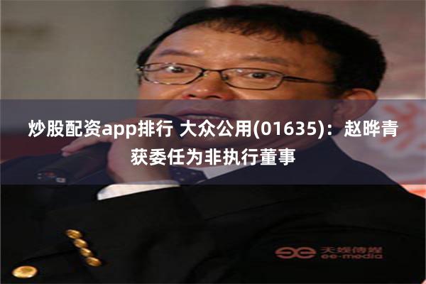 炒股配资app排行 大众公用(01635)：赵晔青获委任为非执行董事